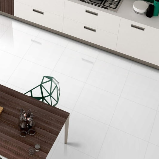 White Gloss Porcelain Wall & Floor Tile 60 x 60 (cm)