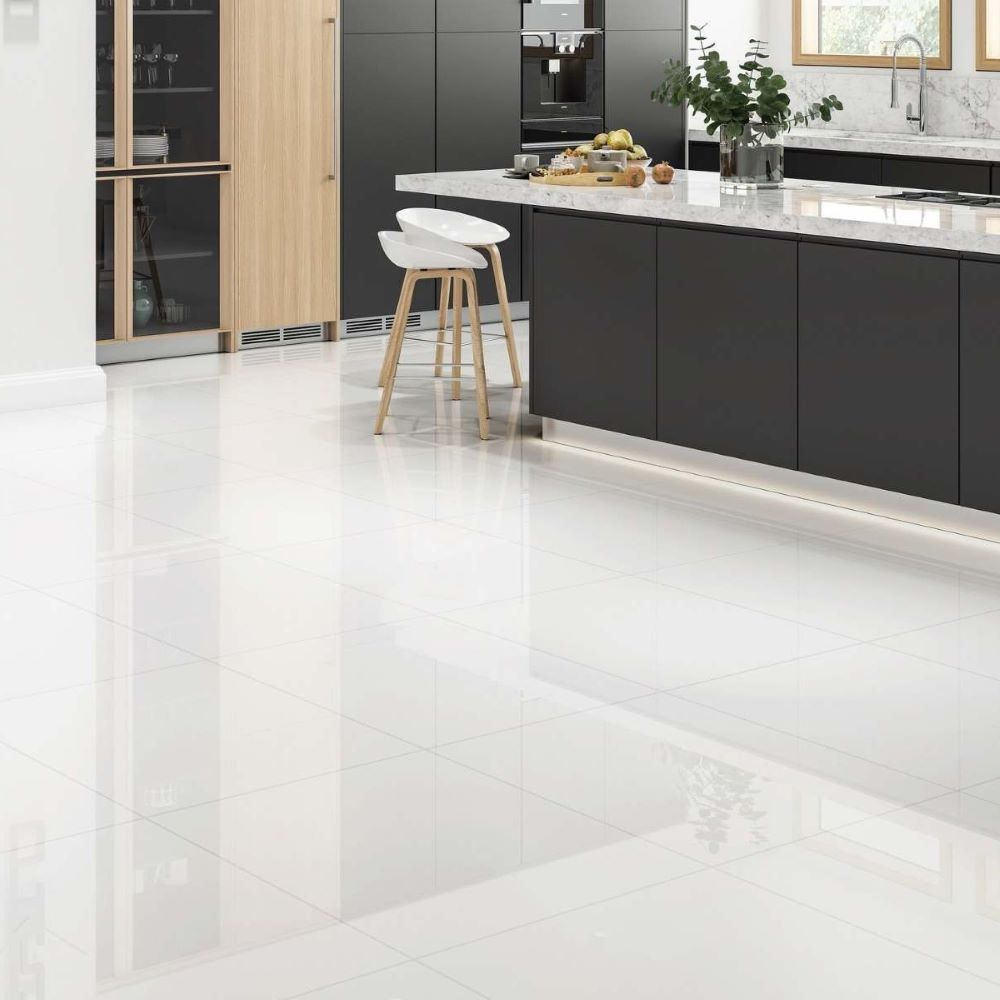 White Gloss Porcelain Wall & Floor Tile 60 x 60 (cm)