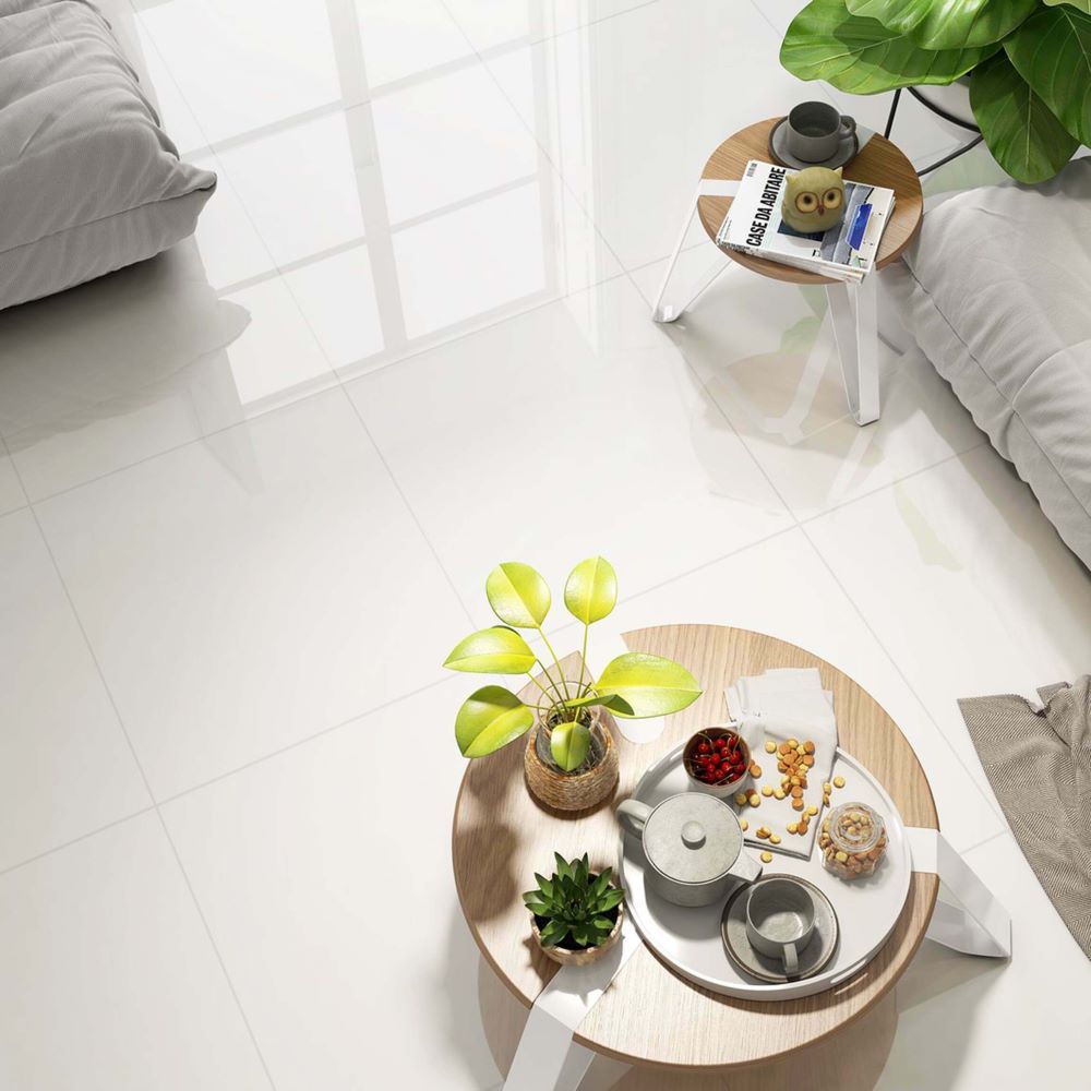 White Gloss Porcelain Wall & Floor Tile 60 x 60 (cm)