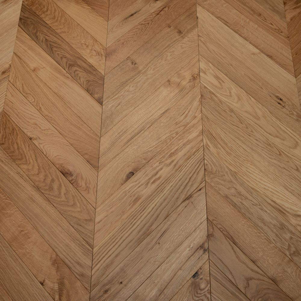 Cambridge Chevron Natural Brushed Oak Wood Flooring 14 x 90 x 510 (mm)