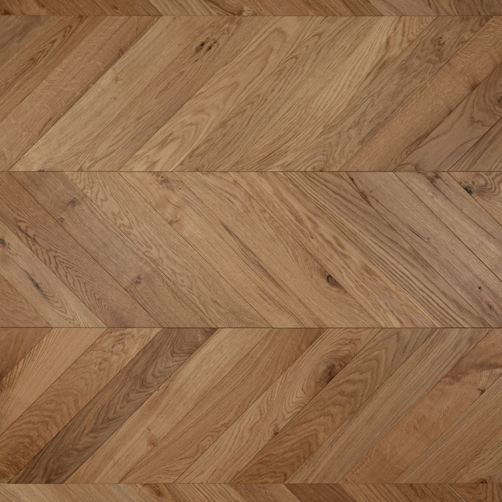 Cambridge Chevron Natural Brushed Oak Wood Flooring 14 x 90 x 510 (mm)