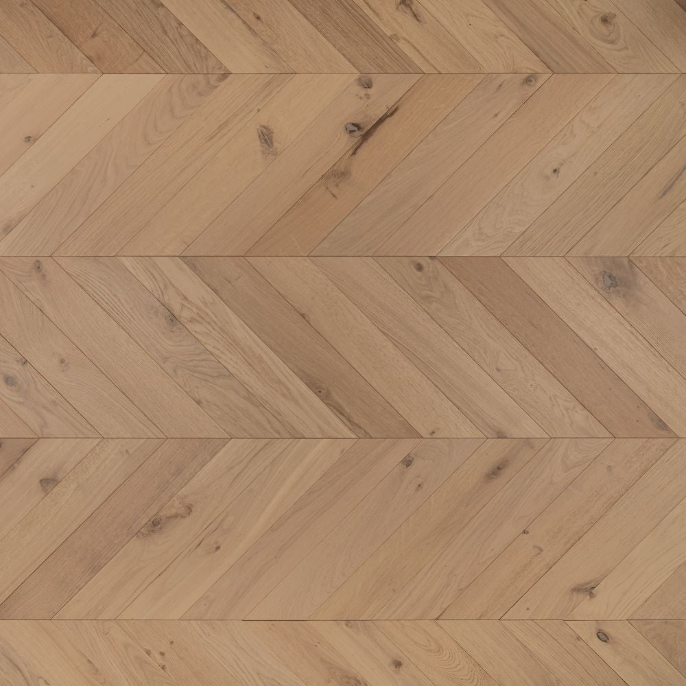 Cambridge Chevron Raw Oak Wood Flooring 14 x 90 x 510 (mm)