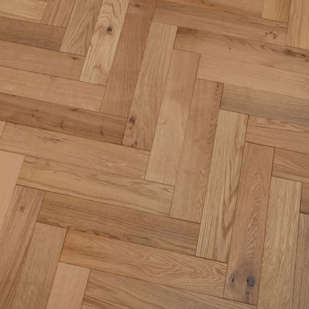 Developer Herringbone Oak Wood Flooring Brushed UV Oiled 14 x 90 x 450 (mm)