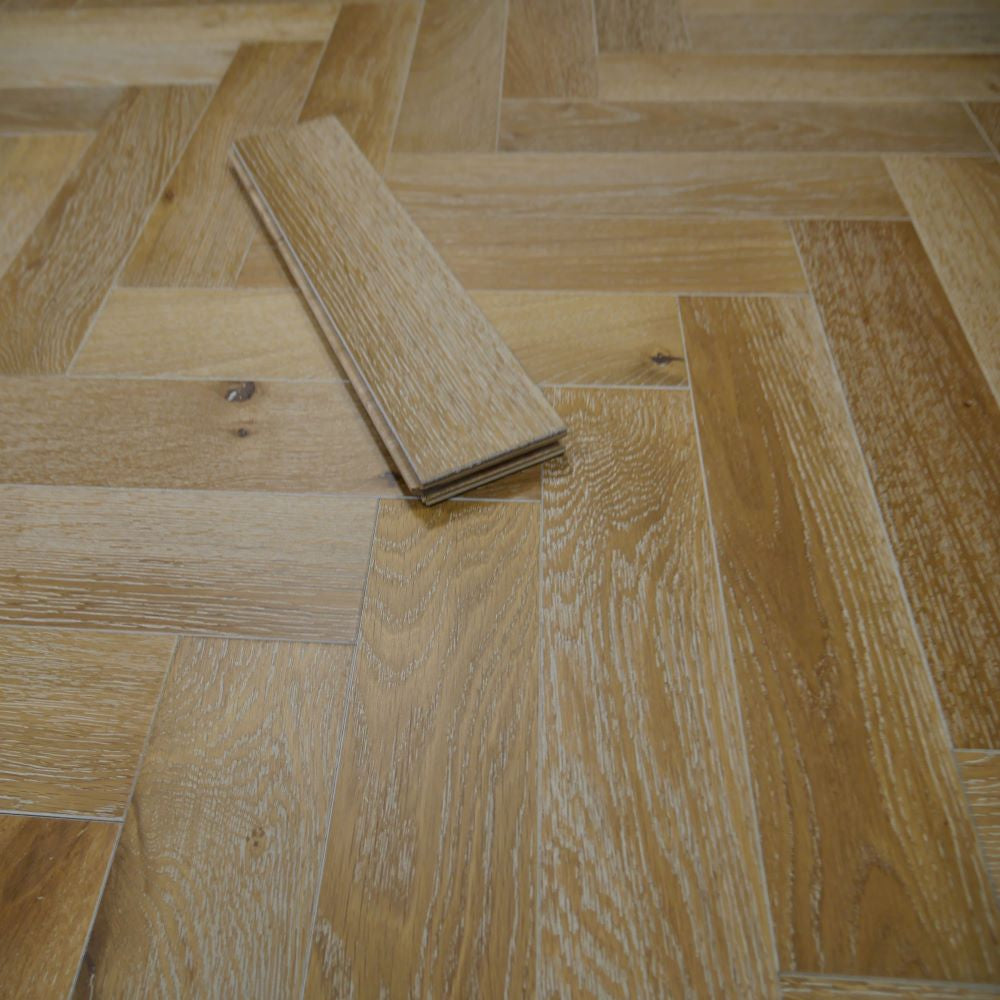 Cambridge Herringbone Smoked White Oak Wood Flooring 18 x 90 x 400 (mm)