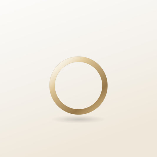 Linea Wedding Band illustration: a plain 2.5mm band in 18k gold with a comfort-fit inside edge
