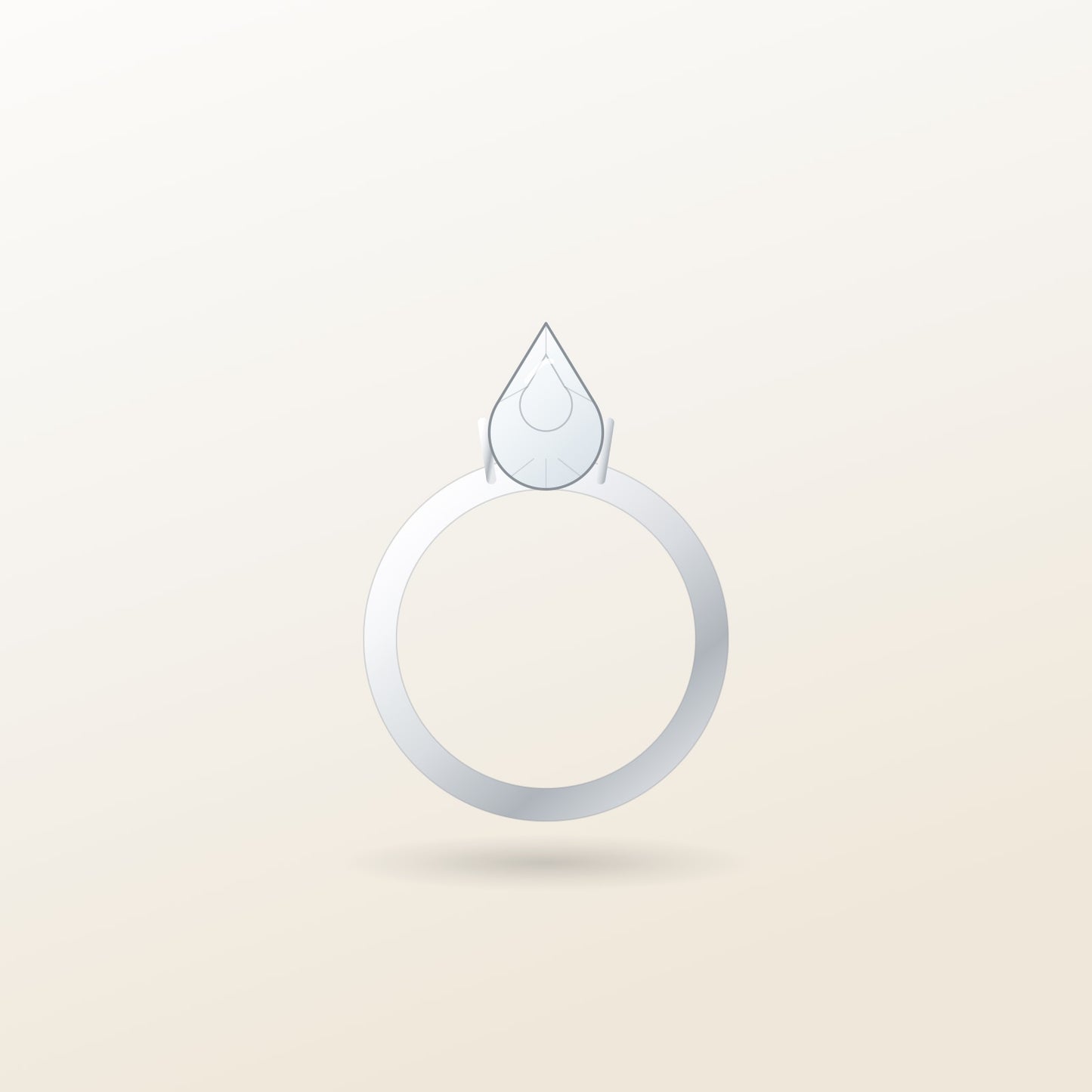 Cassia Pear Solitaire illustration: a pear-cut moissanite point-up on a white gold band