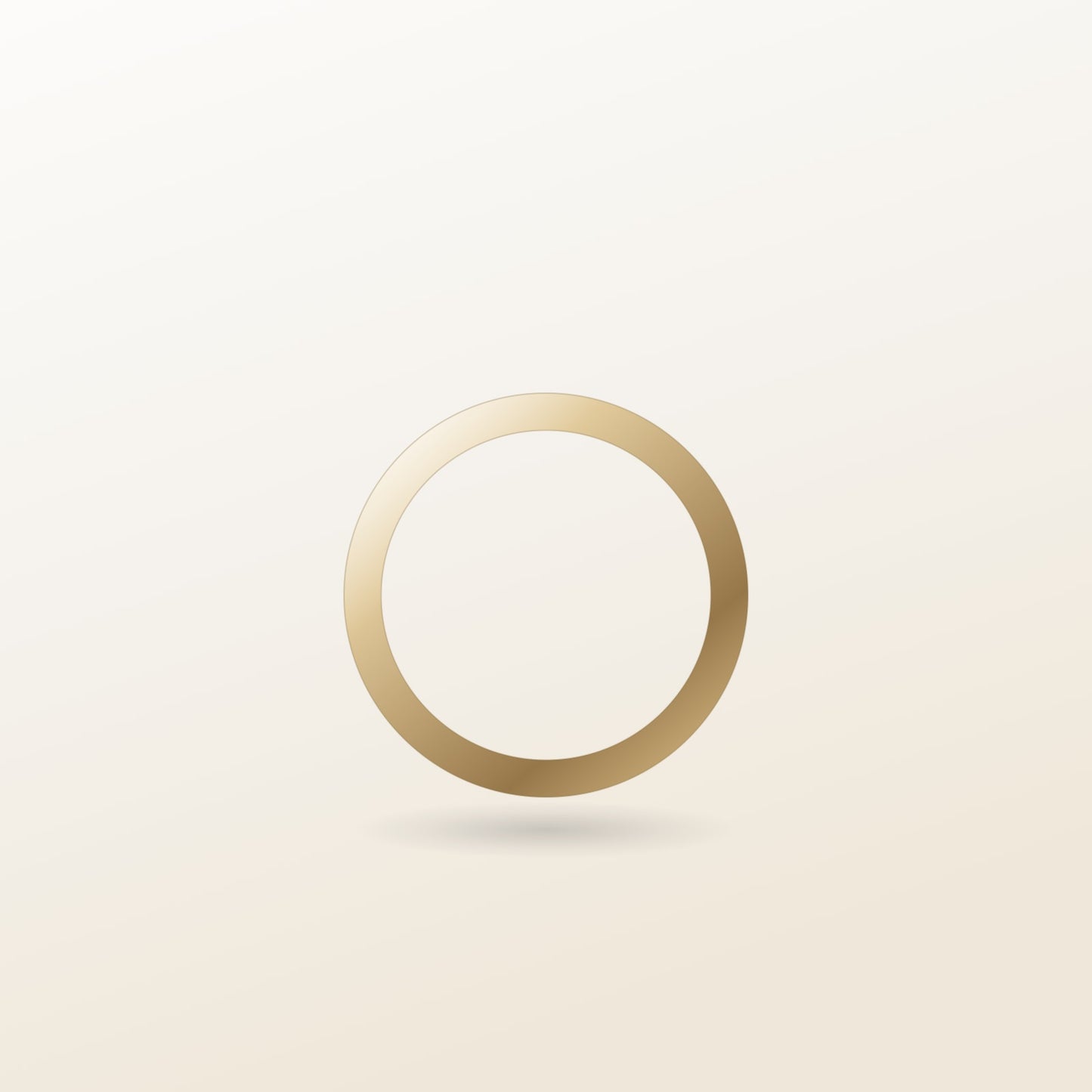 Corvus Wide Band illustration: a 6mm brushed band with chamfered edges in 18k yellow gold