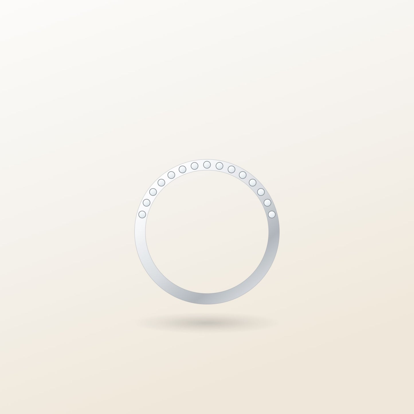 Mira Pavé Band illustration: bead-set lab-grown diamonds along the upper half of a slim white gold band