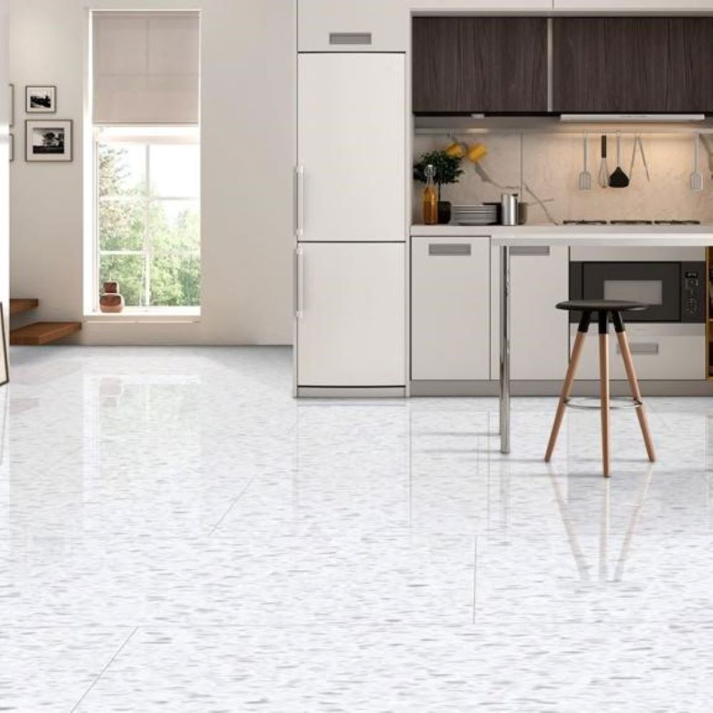Chips Gris Polished Terrazzo Effect Porcelain Wall & Floor Tile 60 x 120 (cm)