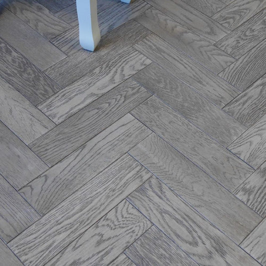 Oxford Herringbone Grey-Brown Oak Wood Flooring 18 x 80 x 300 (mm)