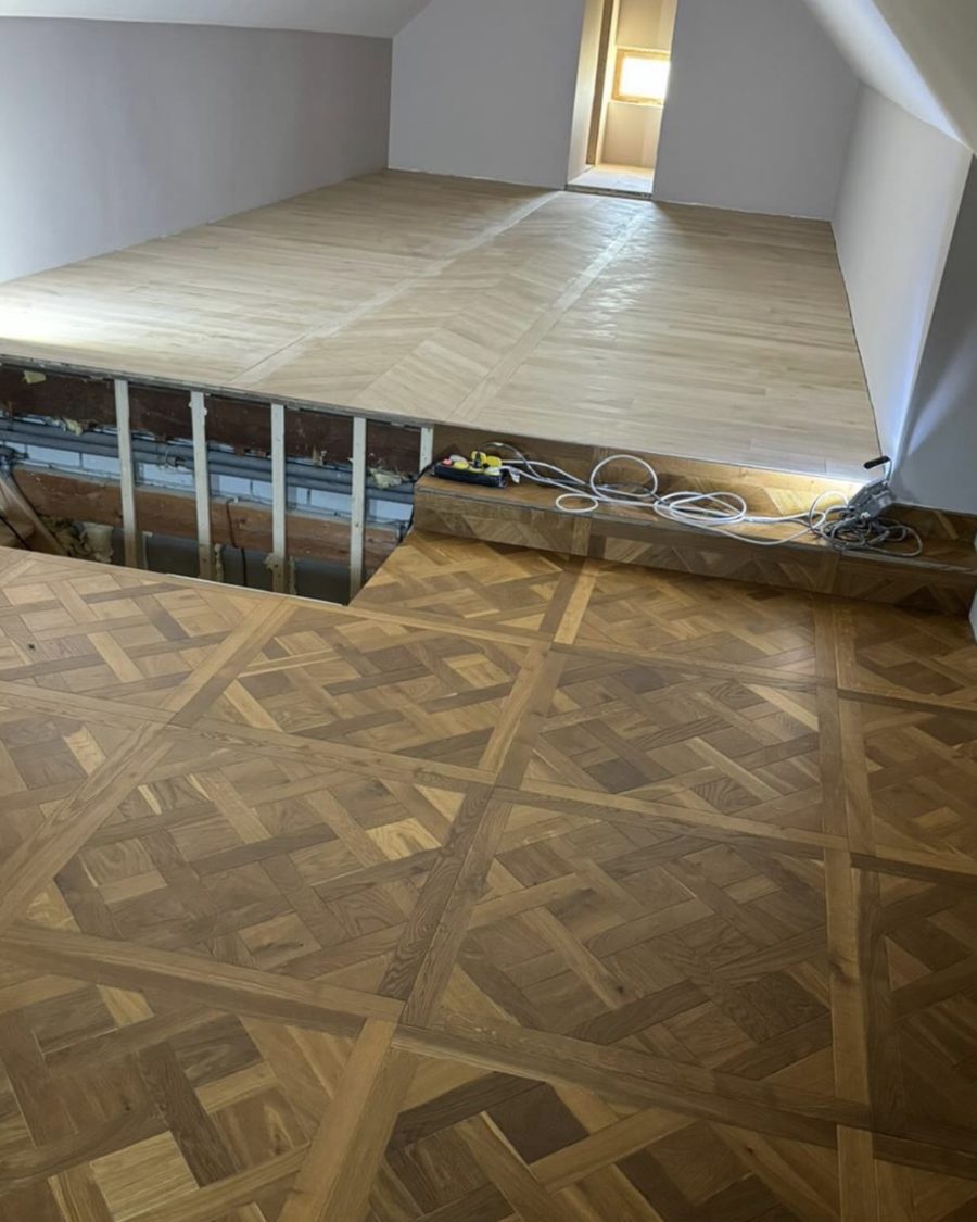 Versailles panels and a framed chevron in a loft conversion