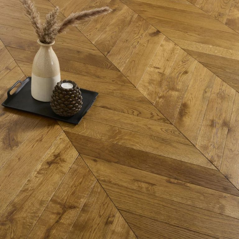Knightsbridge Chevron Smoked Oak Wood Flooring 14 x 90 x 510 (mm)